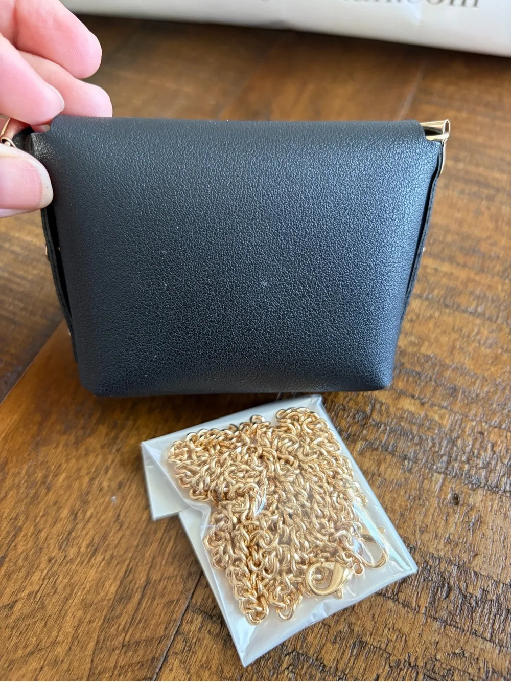 Black Jeweled Mini Crossbody Bag with Gold Chain